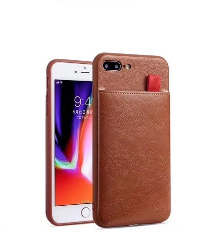 iPhone XR Wallet Ribbon Leder Case Hülle Braun