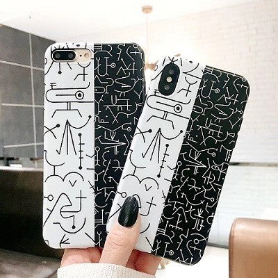 iPhone XR Hieroglyphs Hulle Schwarz Weiss