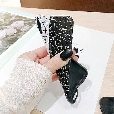 iPhone XR Hieroglyphs Hulle Schwarz Weiss
