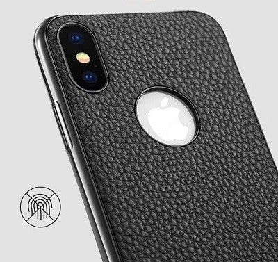 iPhone XS, X Leder Case Hülle Schwarz