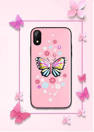 iPhone XR Butterfly Silikon Case Pink