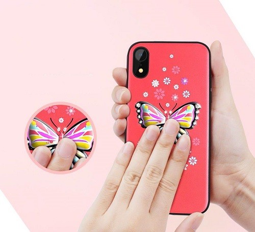 iPhone XR Butterfly Silikon Case Rot