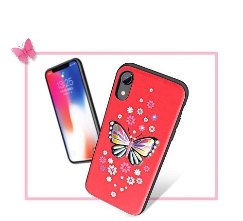 iPhone XR Butterfly Silikon Case Rot