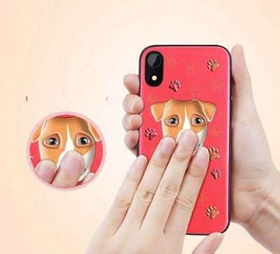 iPhone XR 3D Hund Silikon Case Rot