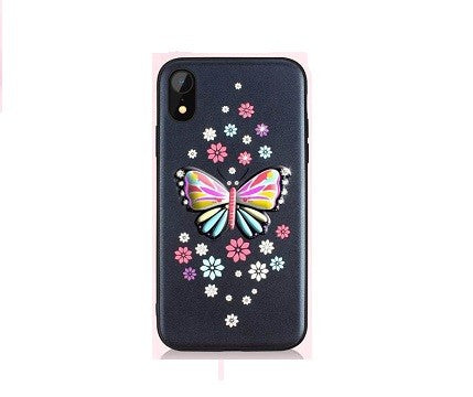 iPhone XR Butterfly Silikon Case Schwarz
