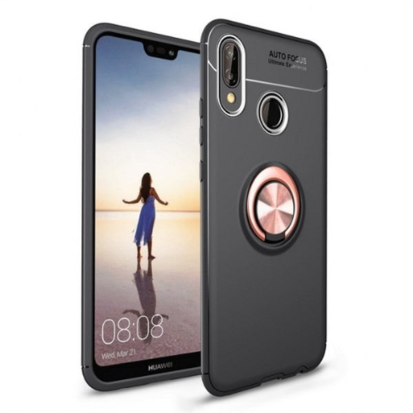 Huawei Mate 20 Pro Silikon Case mit Auto Halter Schwarz Pink