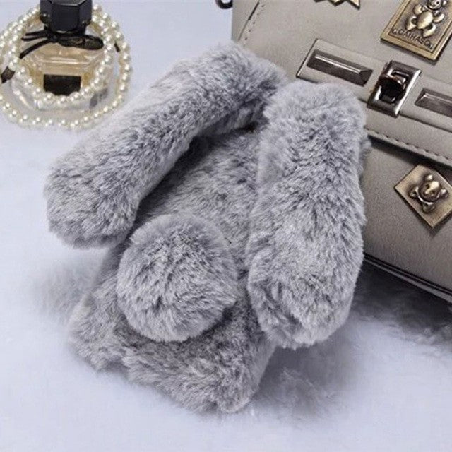 Neuer Kaninchen Pelz fur iPhone XS Max Weiss