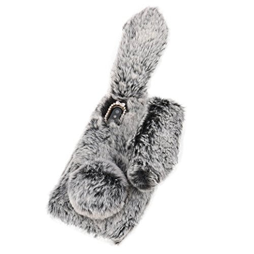 Neuer Kaninchen Pelz fur iPhone XR Schwarz