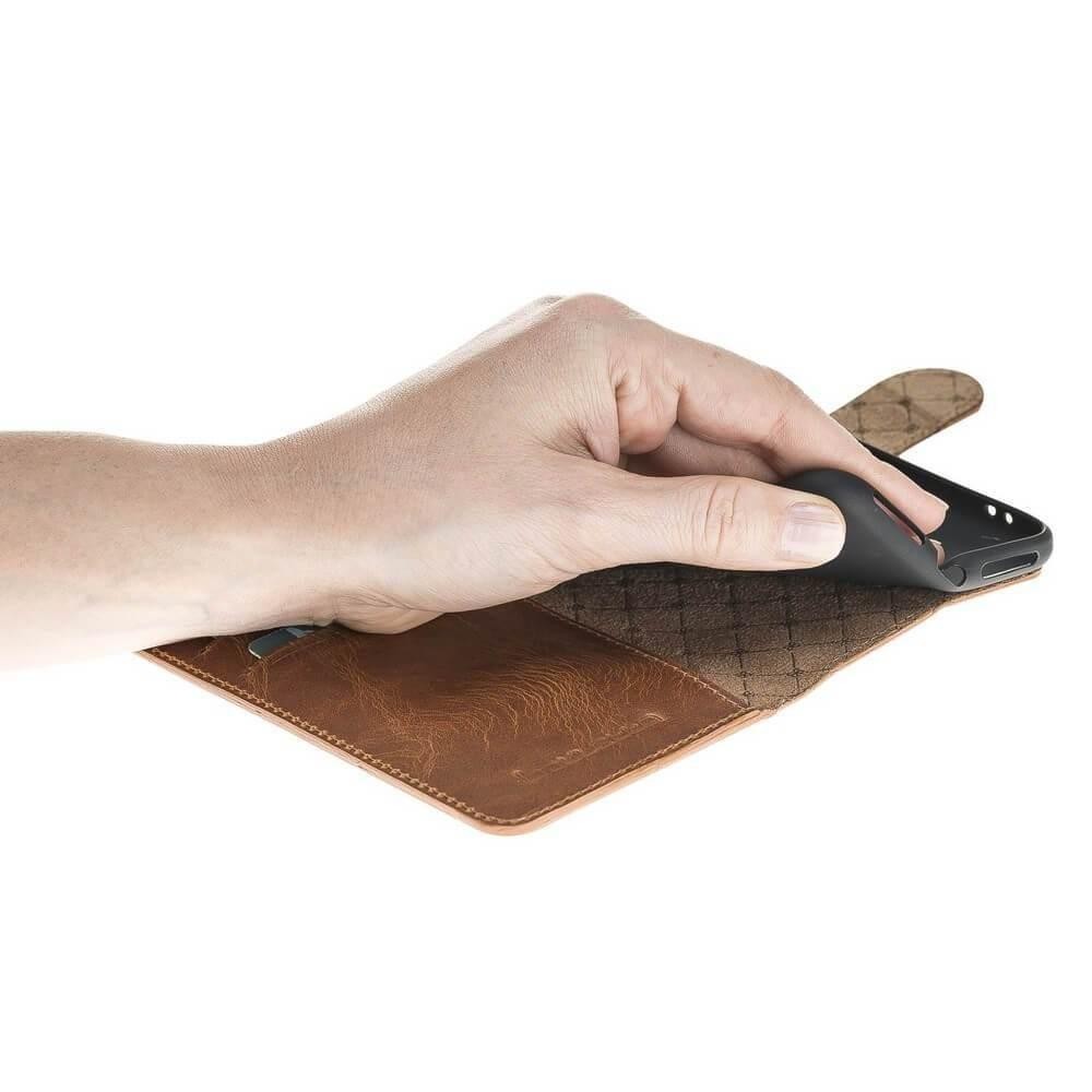 Bouletta Echt Leder Iphone XR Book Wallet Braun