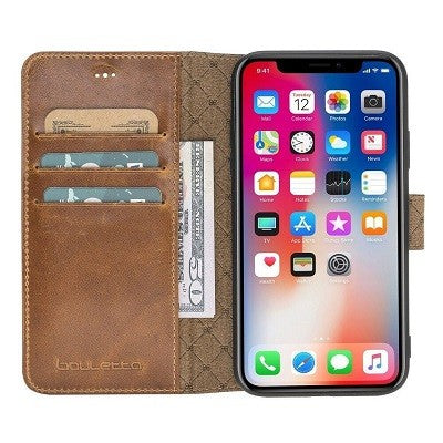 Bouletta Echt Leder Iphone XR Book Wallet Braun