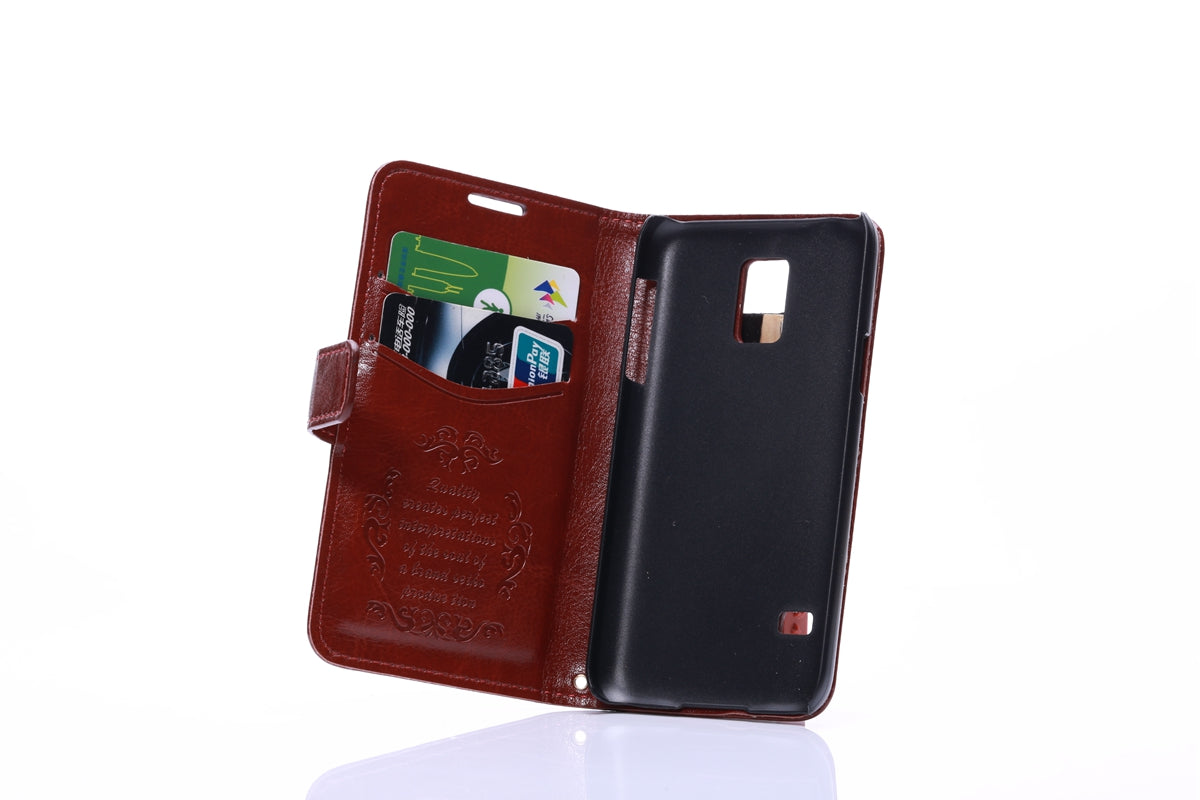 Leder Kreditkarte Etui Galaxy S5 Mini Braun