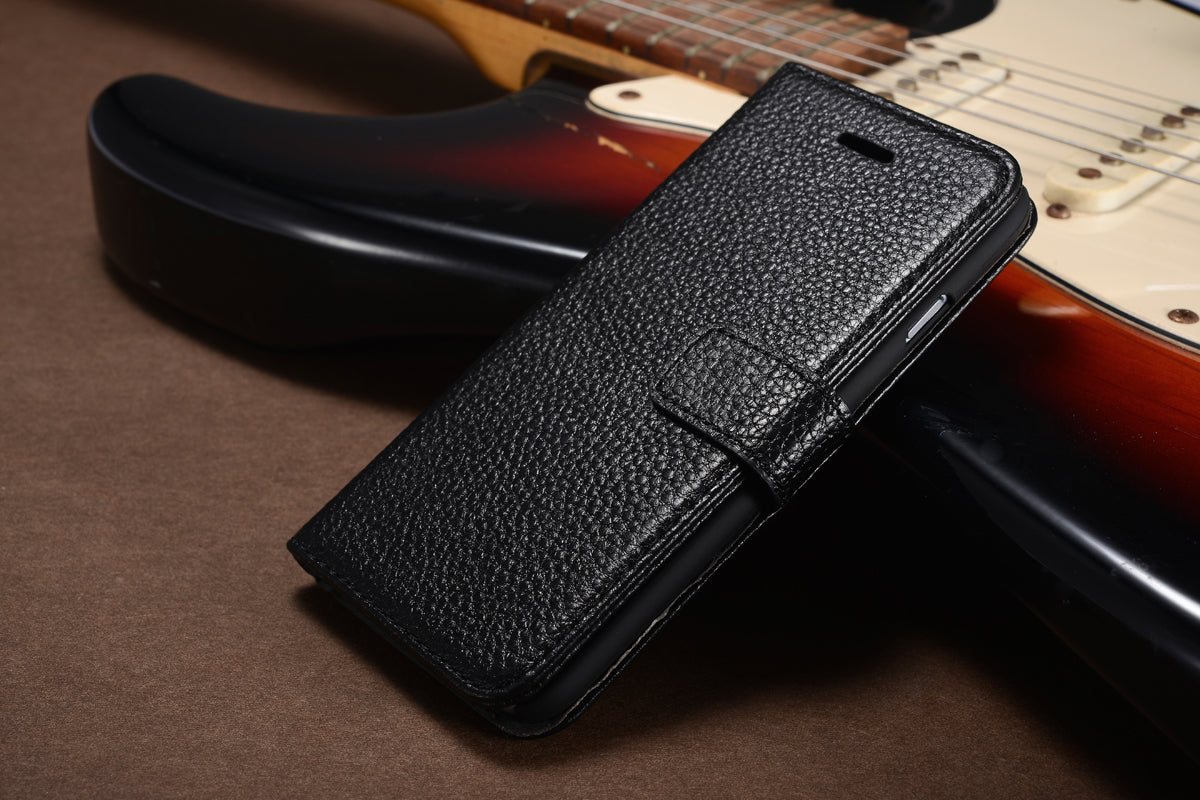 Schwarz Echt Leder Kreditkarte Etui iPhone 6 4,7