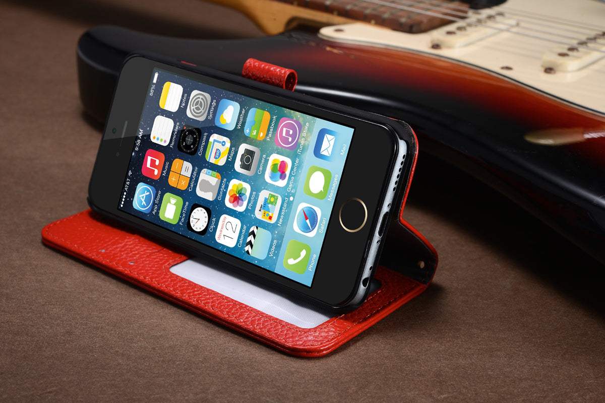 Schwarz Echt Leder Kreditkarte Etui iPhone 6 4,7