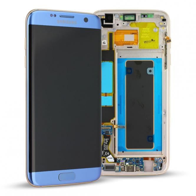 Samsung Galaxy S7 Edge Komplett LCD Frontcover, Blau