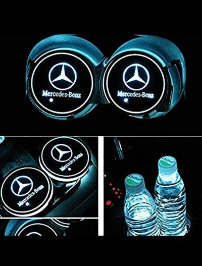 2 LED Cup Holder Halter Matte Pad Auto Flasche Mercedes