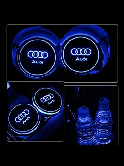 2 LED Cup Holder Halter Matte Pad Auto Flasche Audi