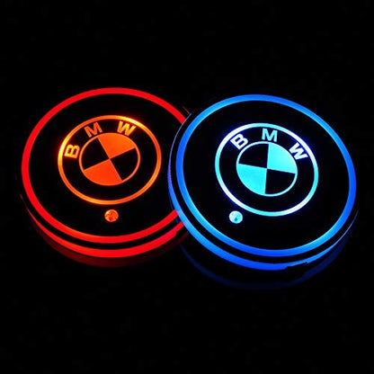 2 LED Cup Holder Halter Matte Pad Auto Flasche BMW