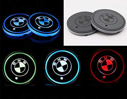 2 LED Cup Holder Halter Matte Pad Auto Flasche BMW