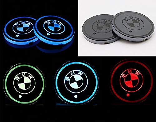 2 LED Cup Holder Halter Matte Pad Auto Flasche BMW