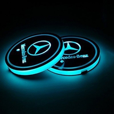 2 LED Cup Holder Halter Matte Pad Auto Flasche Mercedes