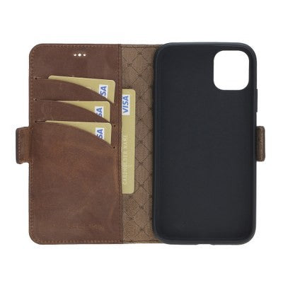Bouletta Echt Leder iPhone 11 Book Wallet Antik Braun