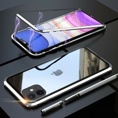 360° Magnet Cover Hülle iPhone 11 Silber