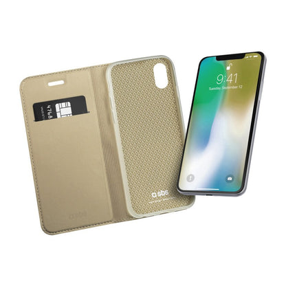 SBS BOOK CASE MIT STÄNDERFUNKTION FÜR IPHONE XS/X GOLD
