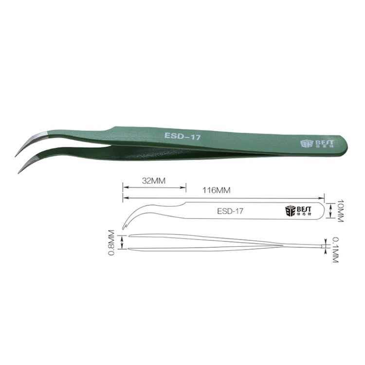 BEST BST-17 Antistatische spitz Metall Pinzette