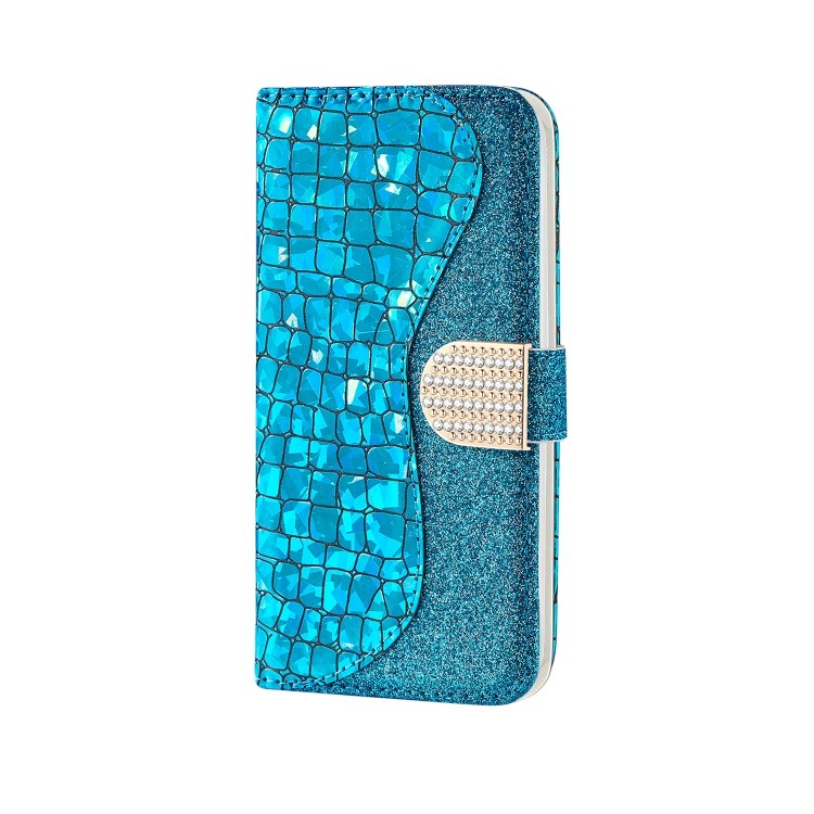 Bling Glitzer Book Wallet ID Case Hülle für Samsung Galaxy S20 Silber
