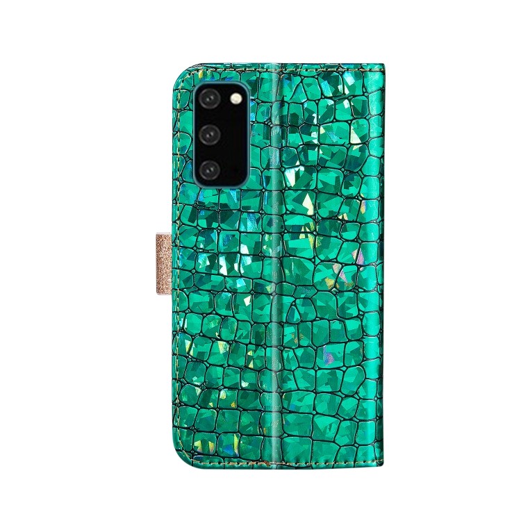 Bling Glitzer Book Wallet ID Case Hülle für Samsung Galaxy S20 Grün