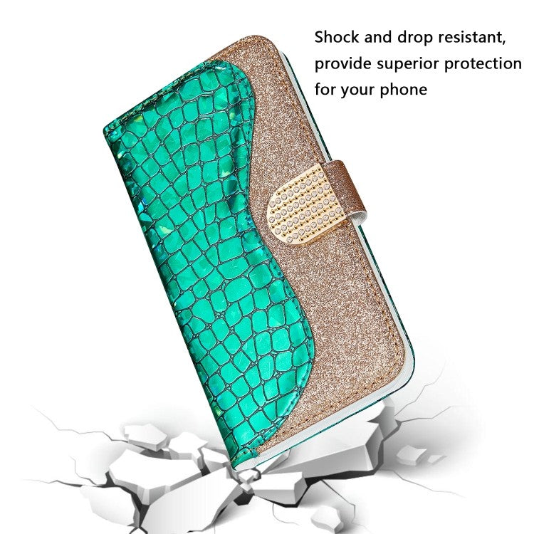 Bling Glitzer Book Wallet ID Case Hülle für Samsung Galaxy S20 Grün