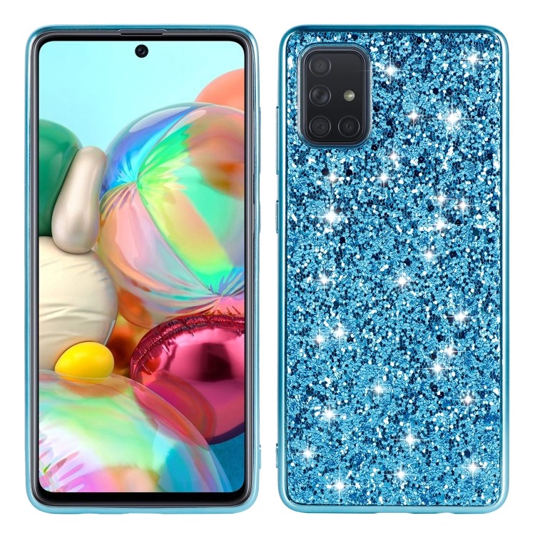 Samsung Galaxy A51 Bling Glitzer Schutzhülle Case Cover Blau