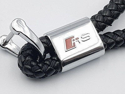 Audi RS Schlüsselanhänger  Leder Schwarz  (Auf Wunsch mit Gravur)