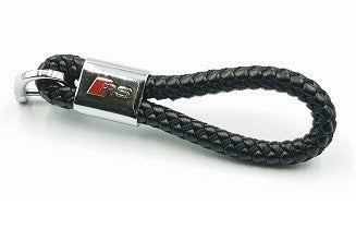 Audi RS Schlüsselanhänger  Leder Schwarz  (Auf Wunsch mit Gravur)