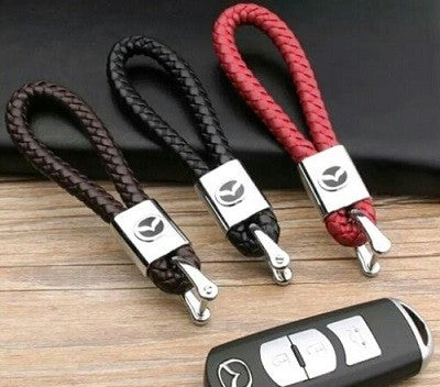 Mazda Schlüsselanhänger Leder Schwarz  (Auf Wunsch mit Gravur)
