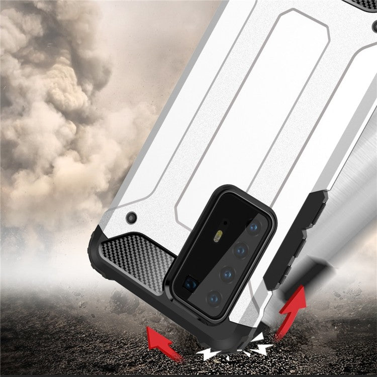 Huawei P40 Pro Double Layer Shockproof Impact Armour Hard Case in Silber