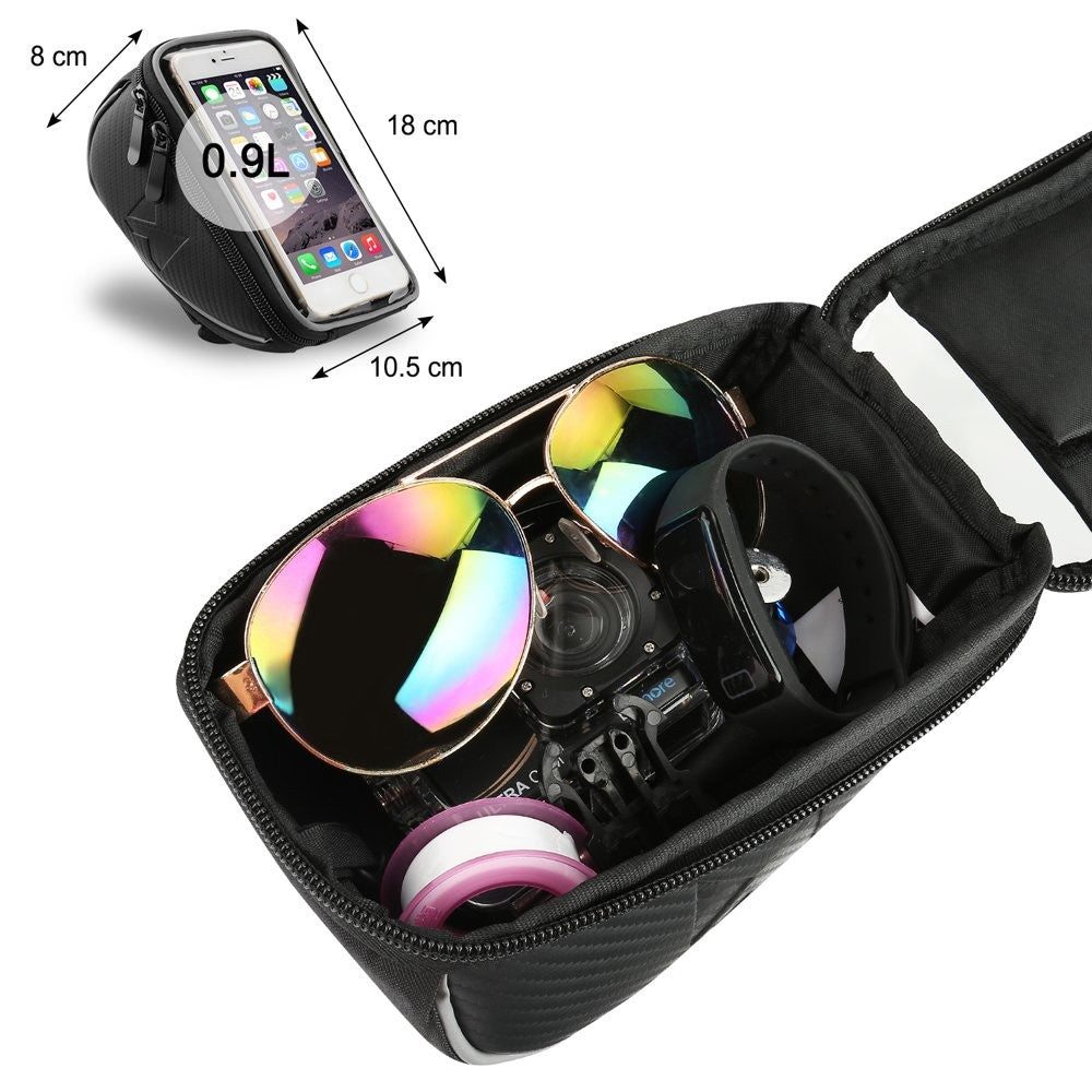 Fahrradtasche, Rahmentasche,Handyhalterung für Smartphones max 6,5 Zoll 0,9L schwarz