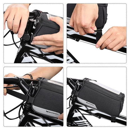 Fahrradtasche Rahmentasche Handyhalterung für Smartphone max 6,5 Zoll 1L schwarz