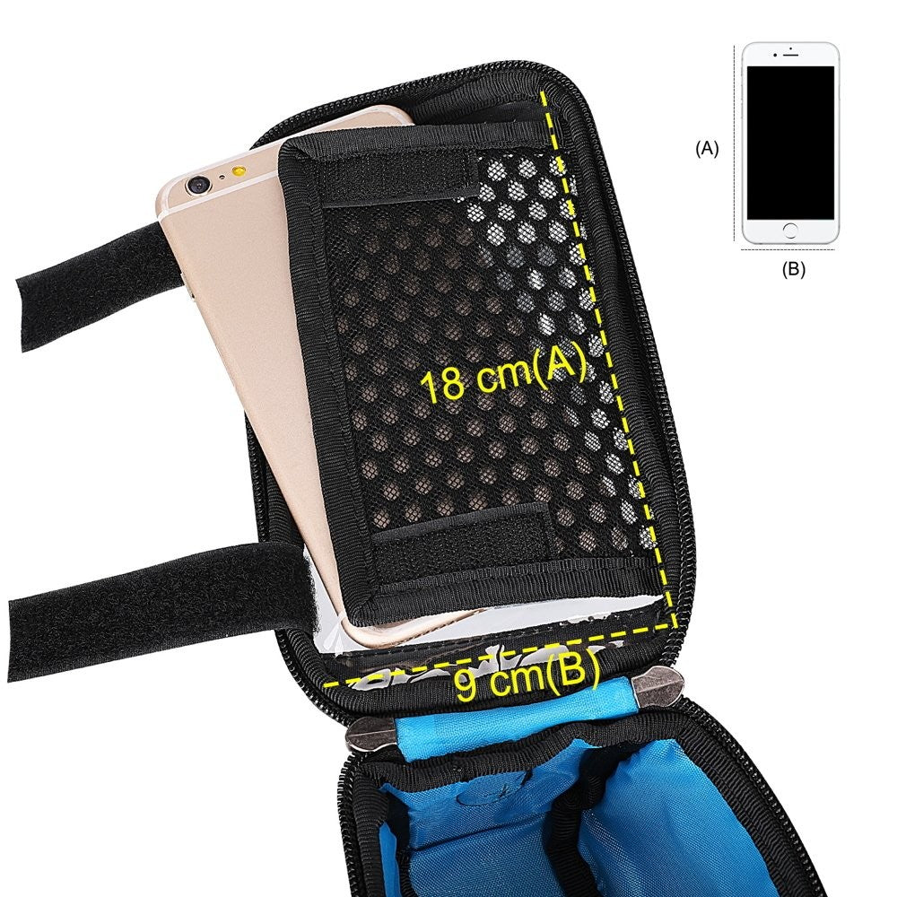 Fahrradtasche Rahmentasche Handyhalterung für Smartphone max 6,5 Zoll 1L schwarz