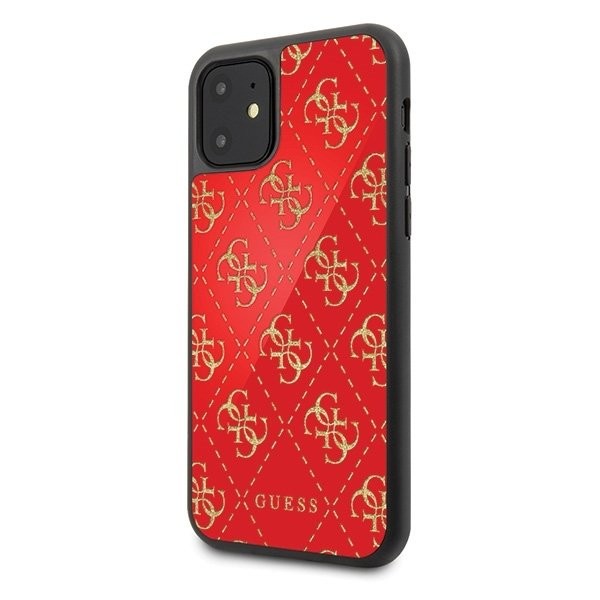 iPhone 11 Handyhülle -Guess 4G Double Layer Glitter case -Rot