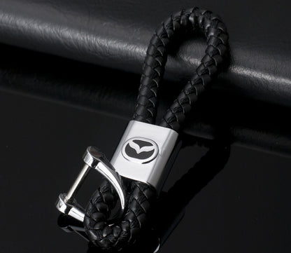 Mazda Schlüsselanhänger Leder Schwarz  (Auf Wunsch mit Gravur)