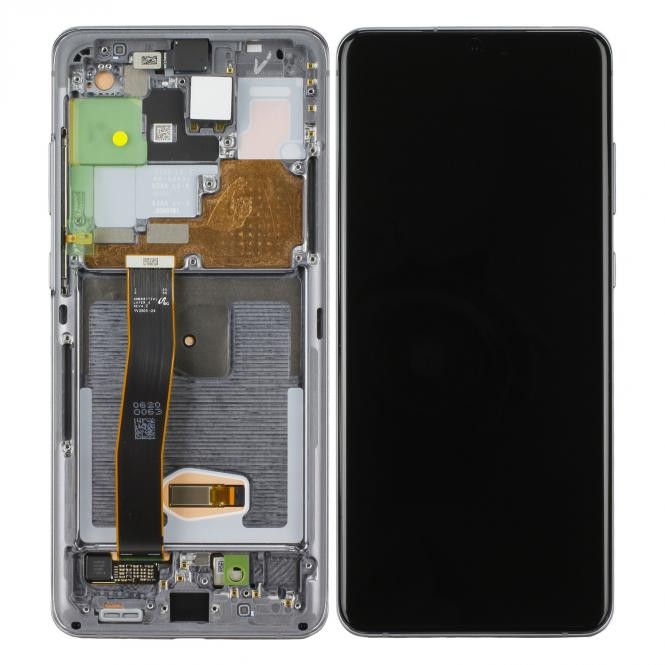 Original Samsung Galaxy S20 Ultra G988F / S20 Ultra 5G G988B LCD Display mit Rahmen Cosmic Grey (Grau)