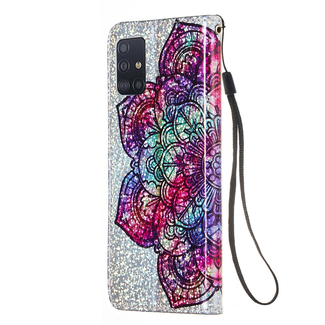 Bling Handy Hülle Samsung Galaxy A51 Book Case Wallet Schutzhülle Tasche Slim Flip Cover Etui Schwarz
