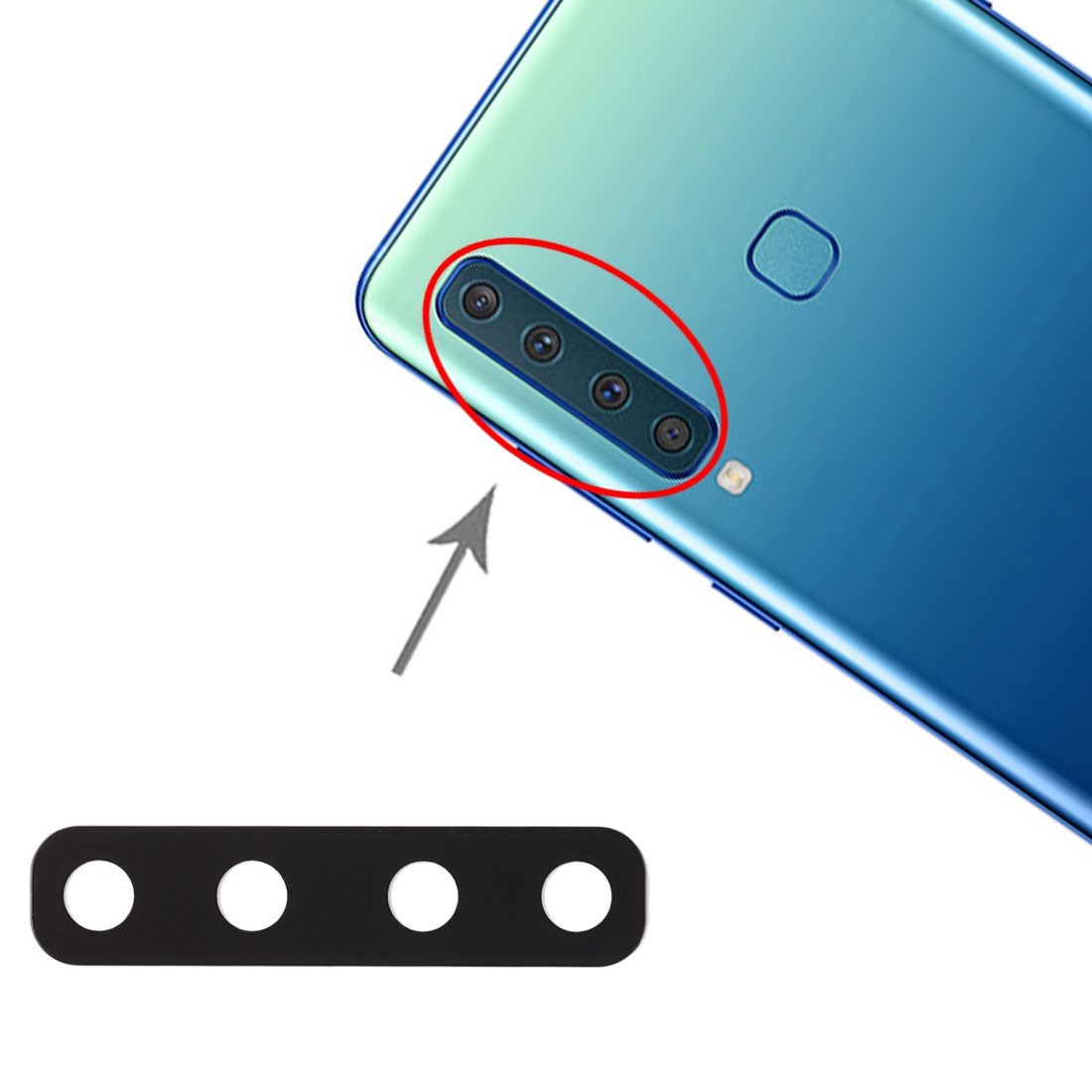 Kamera Linse Glass mit sticker kompatibel mit Samsung Galaxy A9 2018 A920F