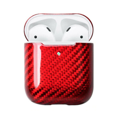 Echt Carbon Faser Volle Schutz Hülle Slim Case Für Airpods 1 / 2 Rot