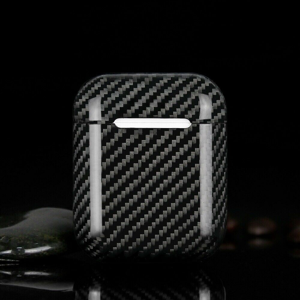 Echt Carbon Faser Volle Schutz Hülle Slim Case Für Airpods 1 / 2 Schwarz