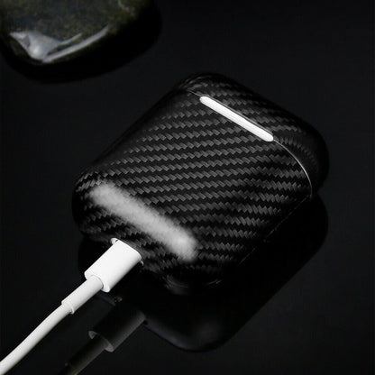 Echt Carbon Faser Volle Schutz Hülle Slim Case Für Airpods 1 / 2 Schwarz