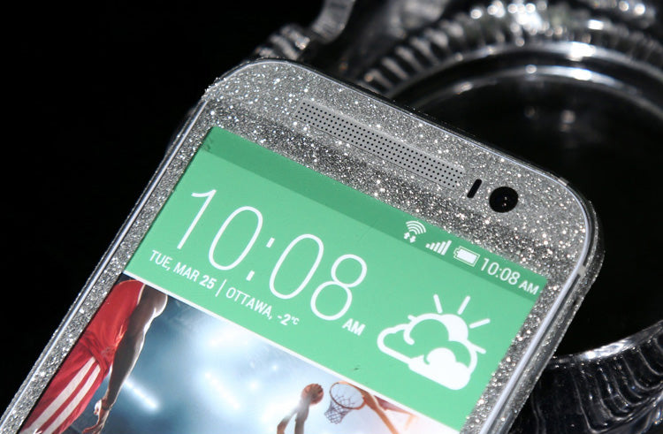 HTC One M8 Silber Bling Aufkleber Folie Sticker Skin