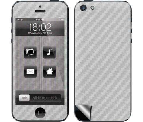 Silber Carbon Folie Sticker Skin für iPhone 5 5S SE