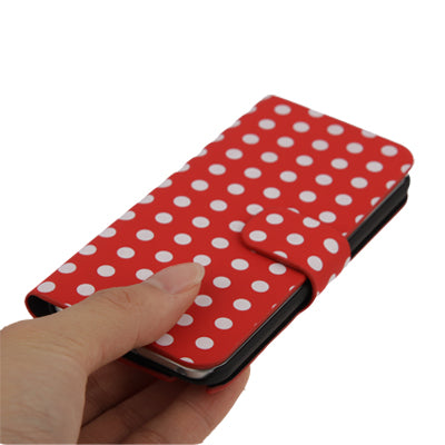Rot / Weiss gepunktete Leder Etui iPod Touch 5